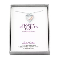 Womens "Mom" Diamond-Accent Heart Necklace in Sterling SIlver"