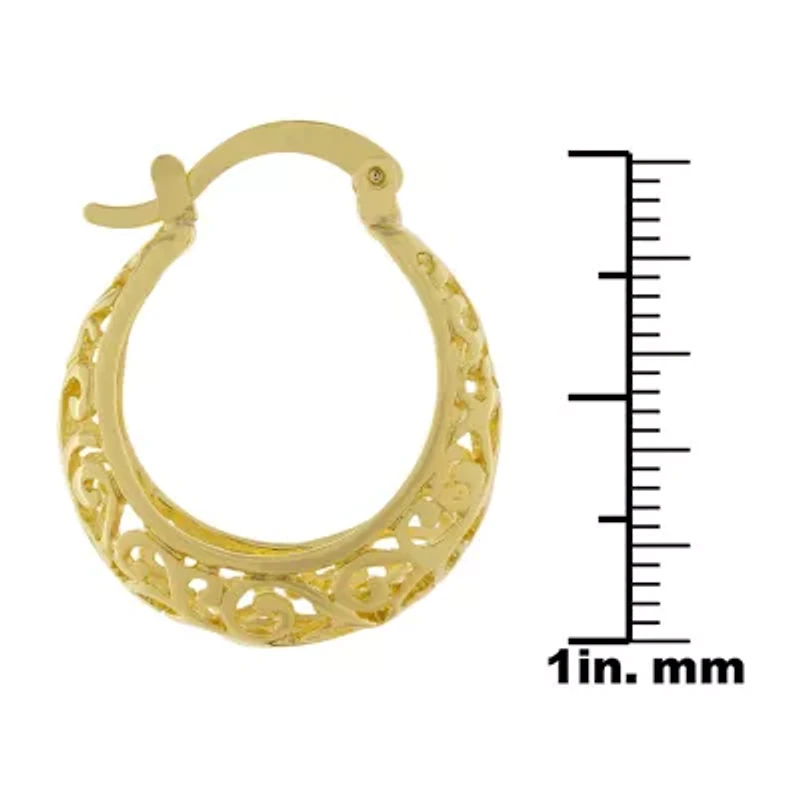Silver Reflections 24K Gold Over Brass Hoop Earrings