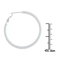 Silver Reflections Womens Hoop Earrings