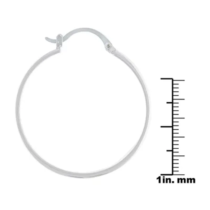 Silver Reflections Pure Silver Over Brass Hoop Earrings