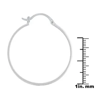 Silver Reflections Pure Silver Over Brass Hoop Earrings