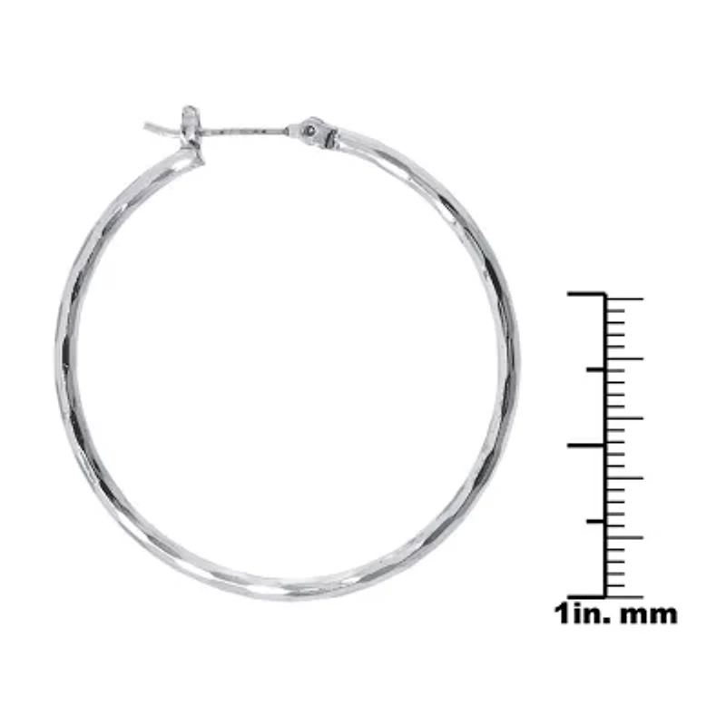 Silver Reflections Pure Silver Over Brass Hoop Earrings