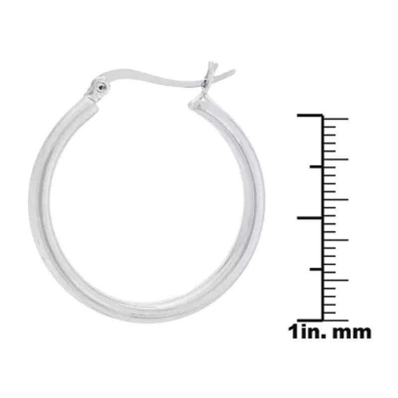 Silver Reflections Pure Silver Over Brass Hoop Earrings