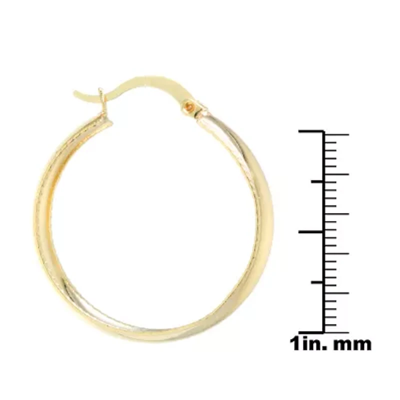 Silver Reflections Womens 24K Gold Over Brass 33mm Round Hoop Earrings