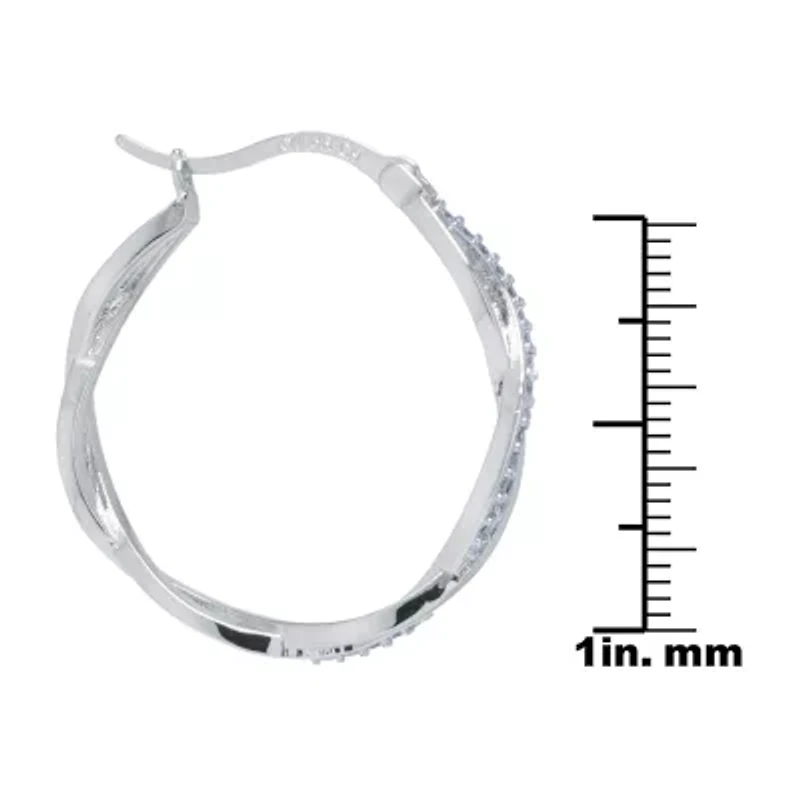 Sparkle Allure Womens Crystal 30mm Hoop Earrings