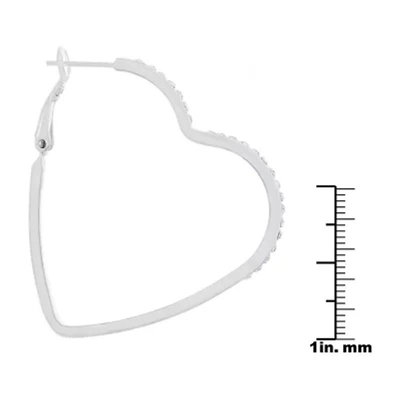 Sparkle Allure Womens Crystal 45mm Heart Hoop Earrings