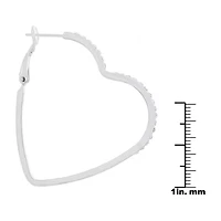 Sparkle Allure Womens Crystal 45mm Heart Hoop Earrings