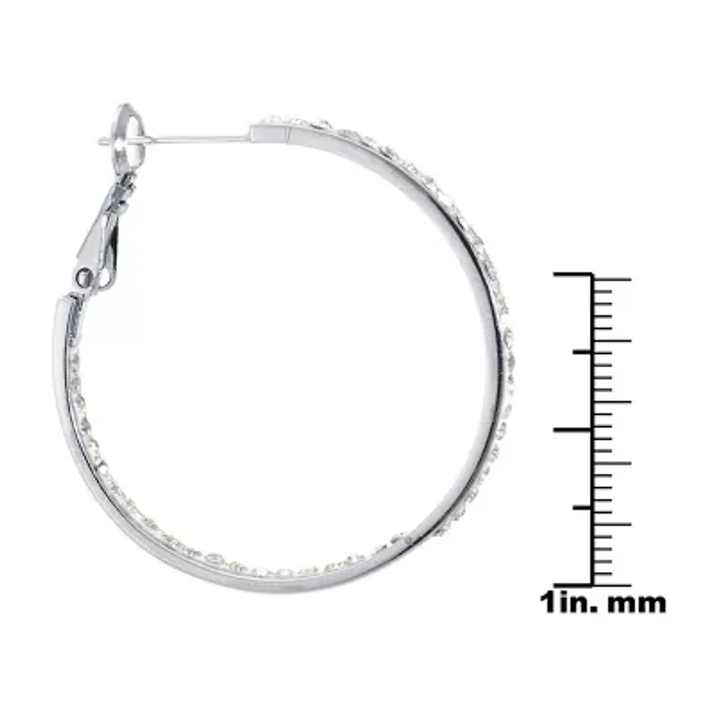 Sparkle Allure Womens Crystal 33mm Hoop Earrings