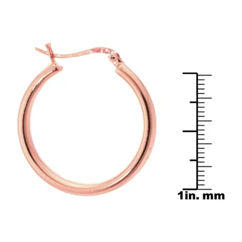 Silver Reflections 24K Rose Gold Over Brass Round Hoop Earrings