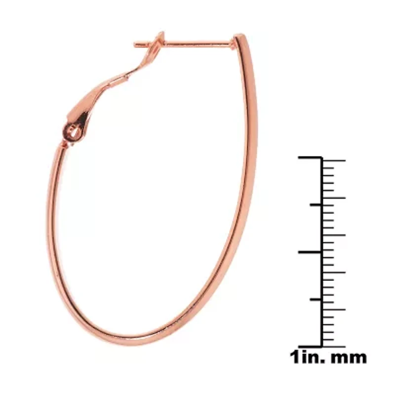 Silver Reflections 24K Rose Gold Over Brass Oval Hoop Earrings