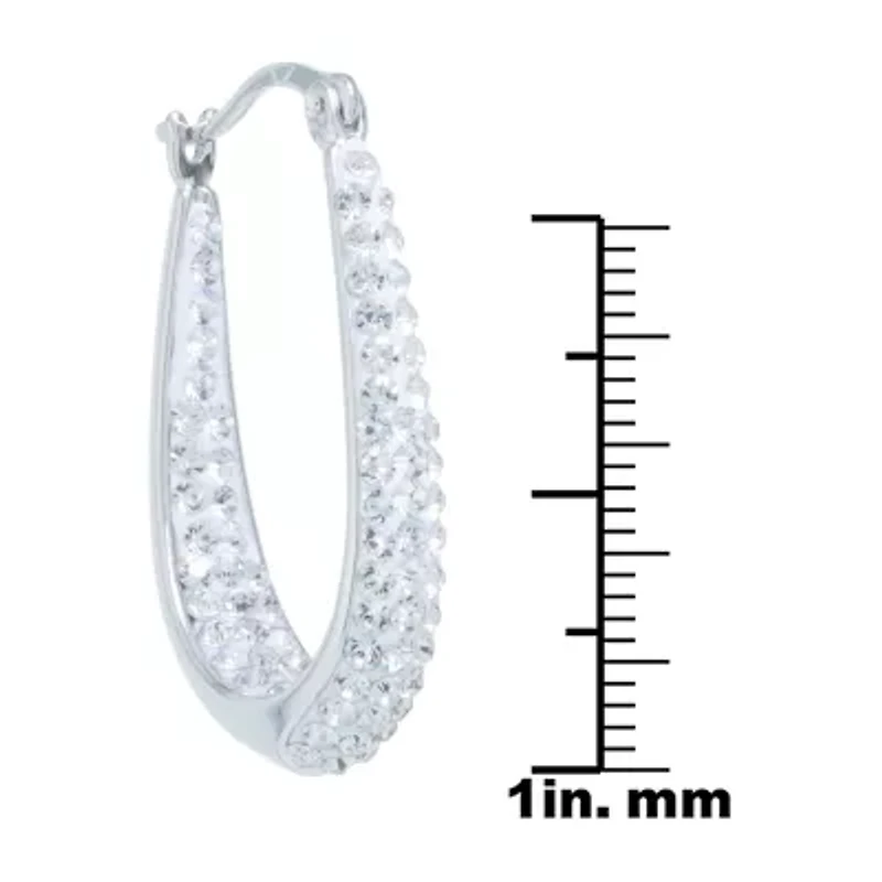 Sparkle Allure Womens Crystal 31.7mm Oval Hoop Earrings