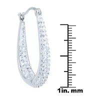 Sparkle Allure Womens Crystal 31.7mm Oval Hoop Earrings