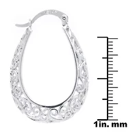 Silver Reflections Womens 30mm Oval Hoop Earrings