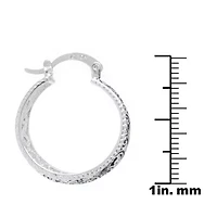 Silver Reflections Womens 25mm Round Hoop Earrings