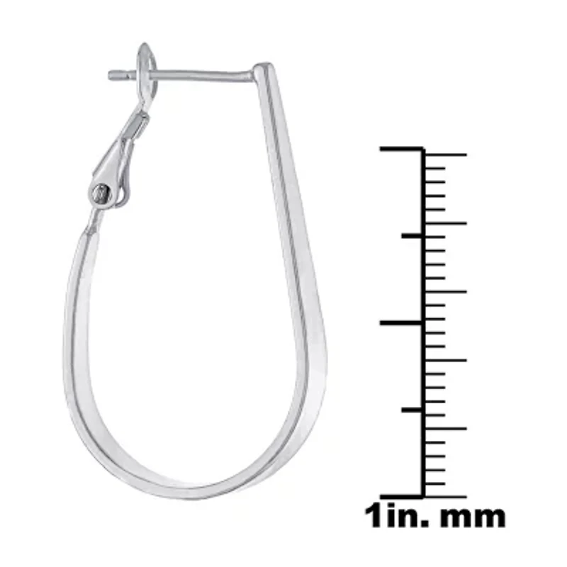 Silver Reflections Womens 32mm Oval Hoop Earrings