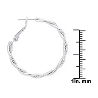 Silver Reflections Pure Silver Over Brass Round Hoop Earrings