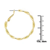 Silver Reflections 24K Gold Over Brass Round Hoop Earrings
