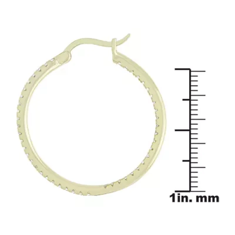 Sparkle Allure Womens Cubic Zirconia 18K Gold Over Brass 32.2mm Hoop Earrings