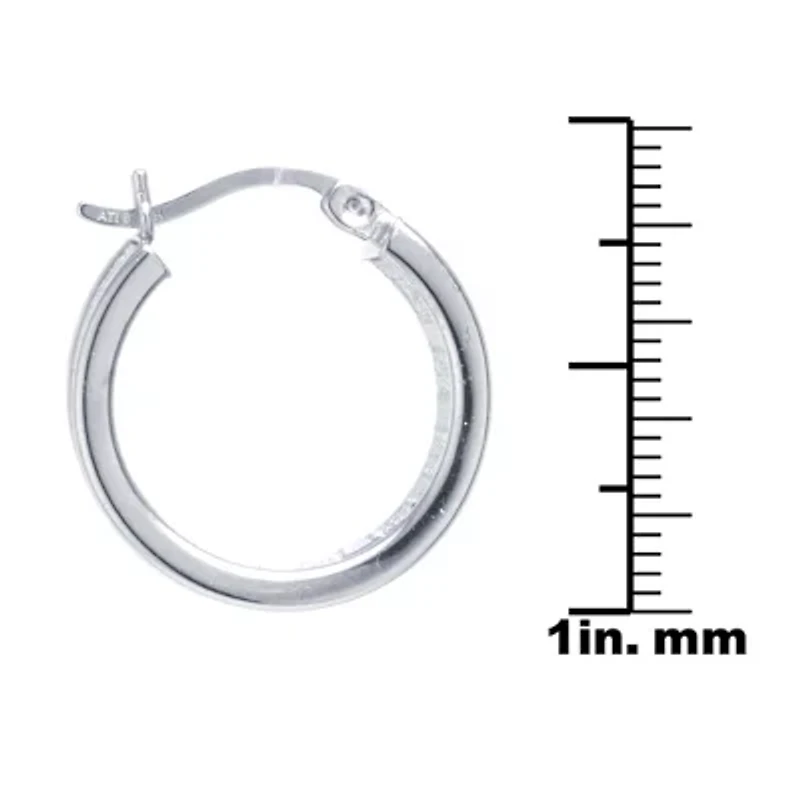 Silver Reflections Womens 20mm Hoop Earrings