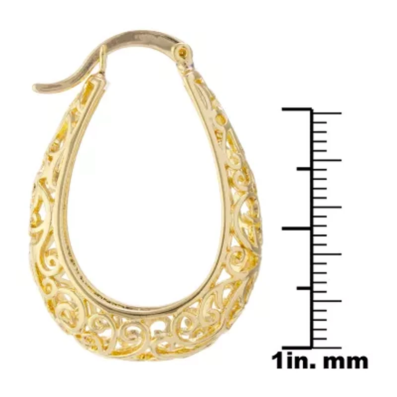 Silver Reflections 24K Gold Over Brass Hoop Earrings