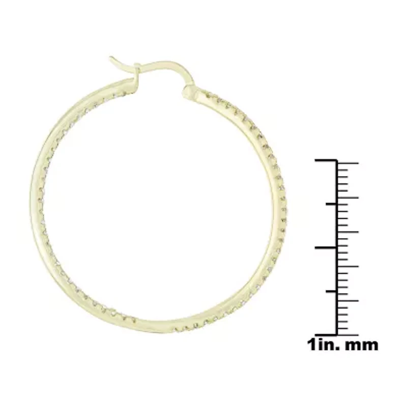 Sparkle Allure Womens Cubic Zirconia 18K Gold Over Brass 40.9mm Hoop Earrings
