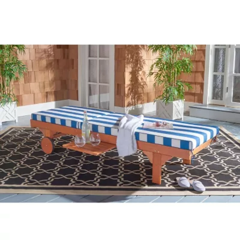 Newport Patio Lounge Chair with Stripe Cushion and Pull Out Side Table