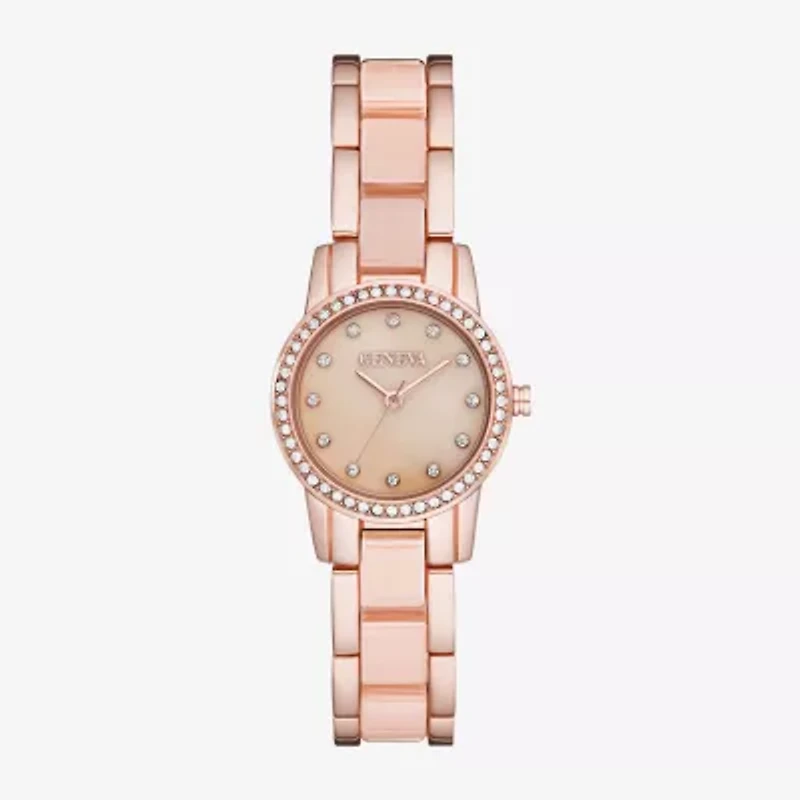 Geneva Womens Crystal Accent Rose Goldtone Bracelet Watch Fmdjm257