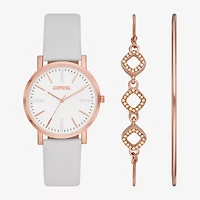 Geneva Ladies Womens White 4-pc. Watch Boxed Set Fmdjset701