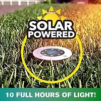 Bell + Howell 8 LED Super Bright Solar Powered Swivel Disk Light Auto On/Off, Weatherproof Rust-Free 4 Pk