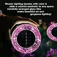 Bell + Howell Solar Powered Mosaic Disk Light with Auto On/Off Lighting and Weatherproof - 8 Pack