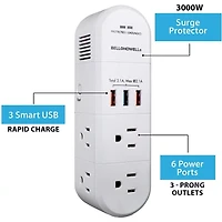 Bell + Howell Swivel Power Rapid Charging Station with 180 Degree Swiveling Design - 6 Outlets and 3 USB Ports