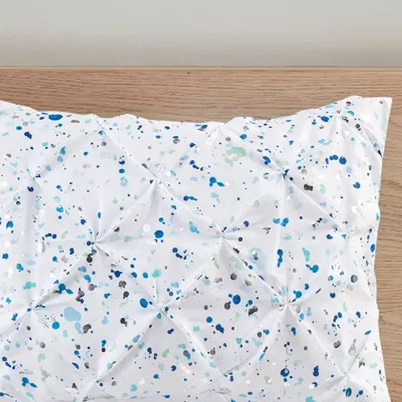 Intelligent Design Lara Metallic Printed and Pintucked Comforter with decorative pillows
