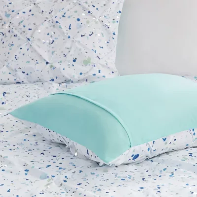 Intelligent Design Lara Metallic Printed and Pintucked Comforter with decorative pillows
