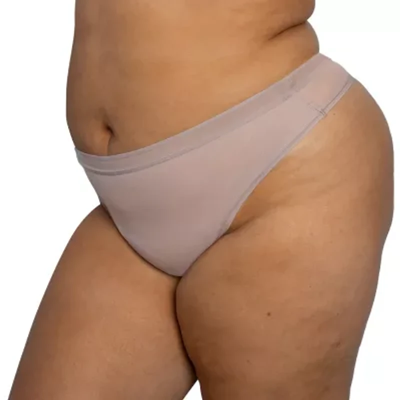 Curvy Couture Sheer Mesh High Cut Thong-1312
