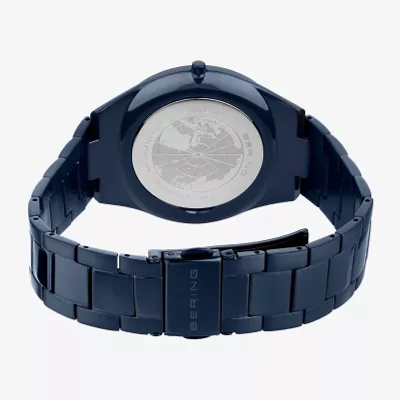 Bering Mens Blue Stainless Steel Bracelet Watch 17240-797