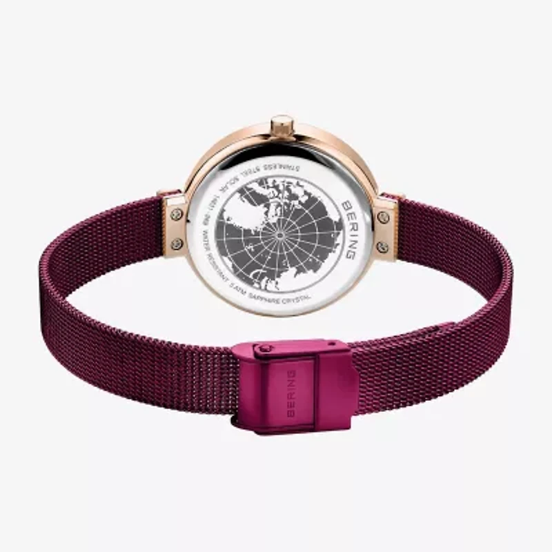 Bering Womens Purple Stainless Steel Bracelet Watch 14631-969