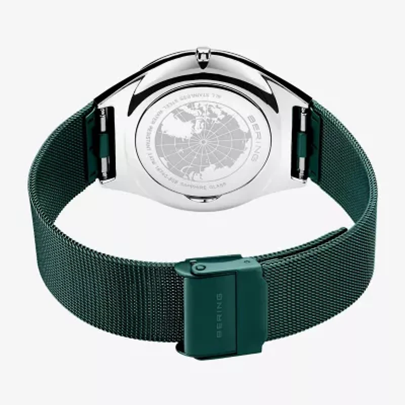 Bering Mens Green Stainless Steel Bracelet Watch 18740-808