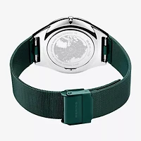 Bering Mens Green Stainless Steel Bracelet Watch 18740-808