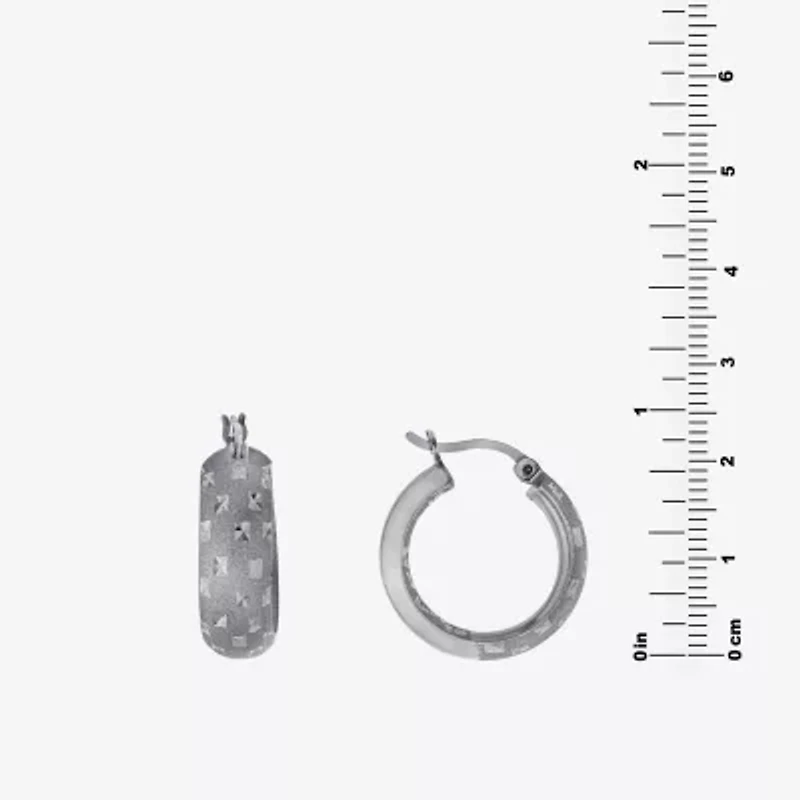 Diamond Cut Womens Sterling Silver 20.3mm Hoop Earrings