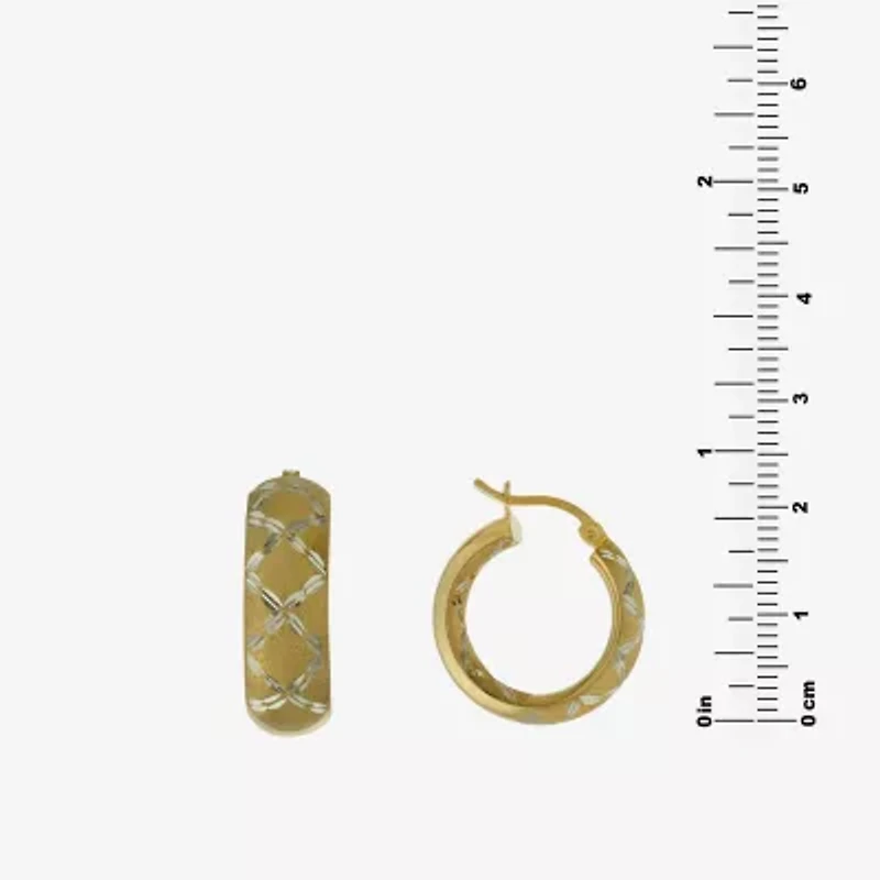 Diamond Cut Womens 14K Two Tone Gold Over Silver 20mm Hoop Earrings