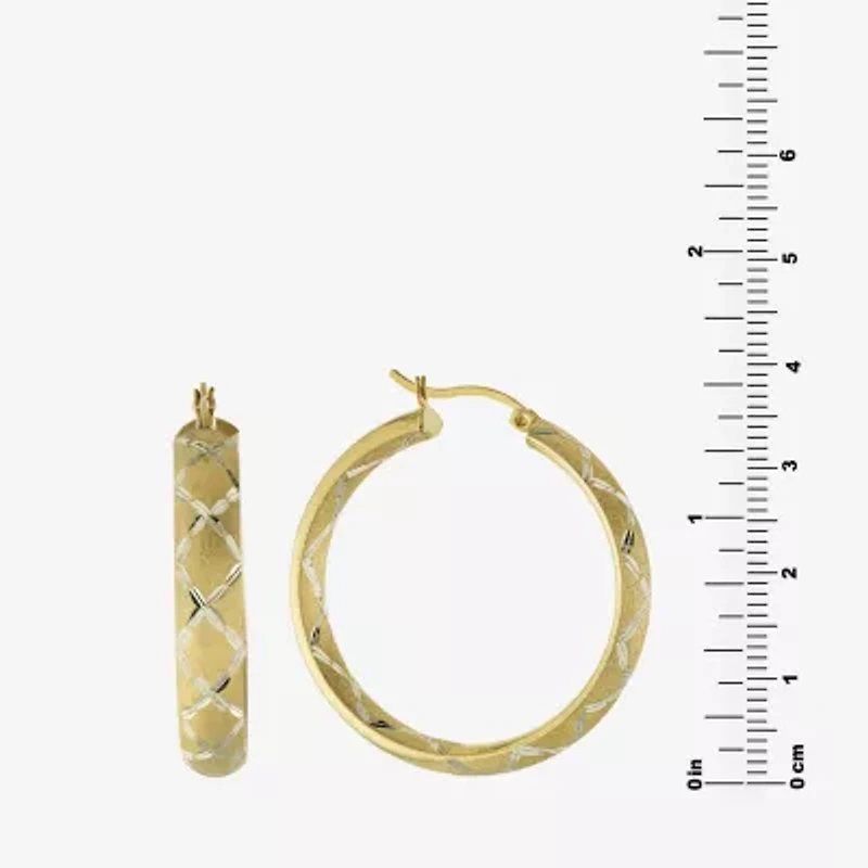 Diamond Cut Womens 14K Two Tone Gold Over Silver 36mm Hoop Earrings