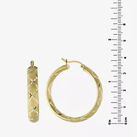 Diamond Cut Womens 14K Two Tone Gold Over Silver 36mm Hoop Earrings