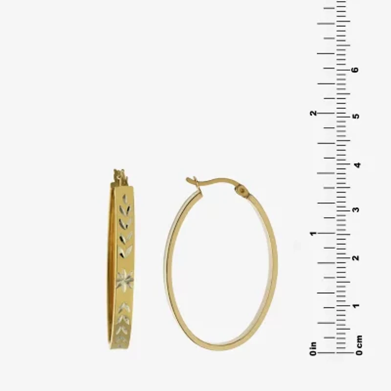 Diamond Cut Womens 14K Two Tone Gold Over Silver 35.8mm Hoop Earrings