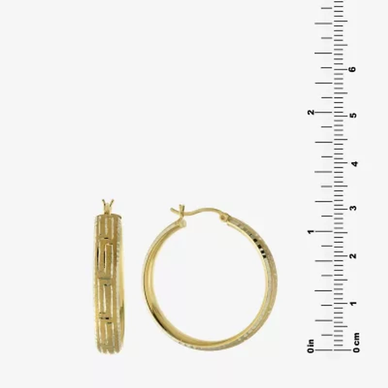 Diamond Cut Womens 14K Two Tone Gold Over Silver 35mm Hoop Earrings