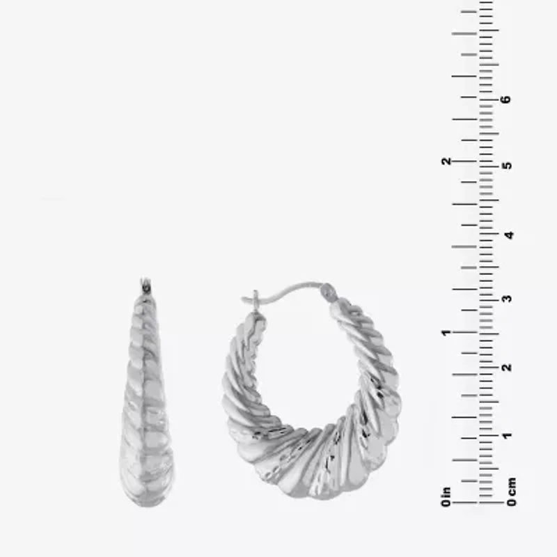 Croissant Womens Sterling Silver 33.5mm Hoop Earrings