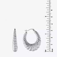 Croissant Womens Sterling Silver 33.5mm Hoop Earrings