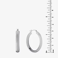 Womens Sterling Silver 39mm Hoop Earrings