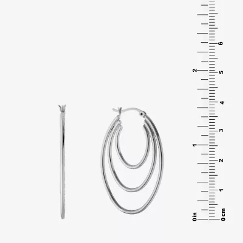 Diamond Cut Womens Sterling Silver 40.6mm Hoop Earrings
