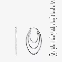 Diamond Cut Womens Sterling Silver 40.6mm Hoop Earrings
