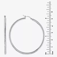 Diamond Cut Womens Sterling Silver 57mm Hoop Earrings